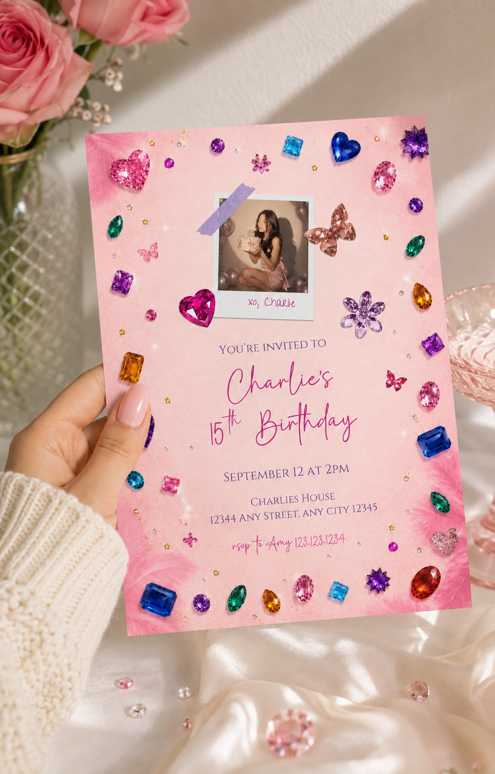 Whimsy Gem Inspired Birthday Invitation