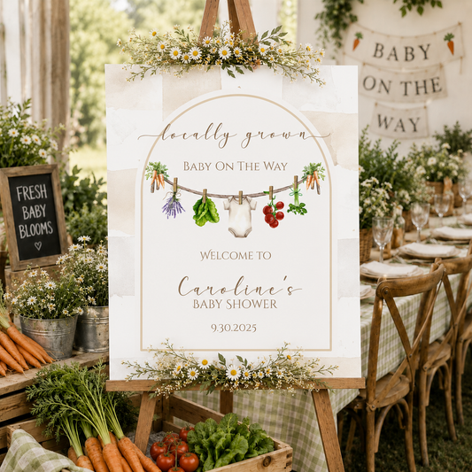 Locally Grown Baby Shower Welcome Sign