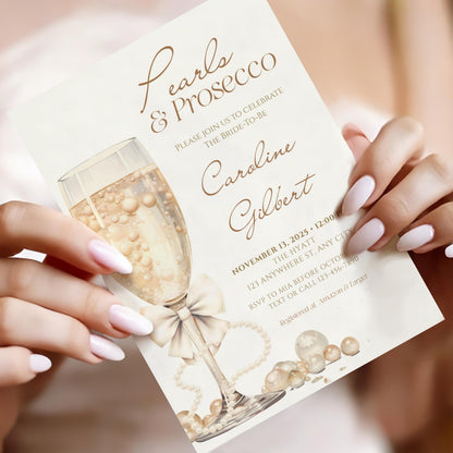 Pearls and Prosecco Bridal Shower Invitation
