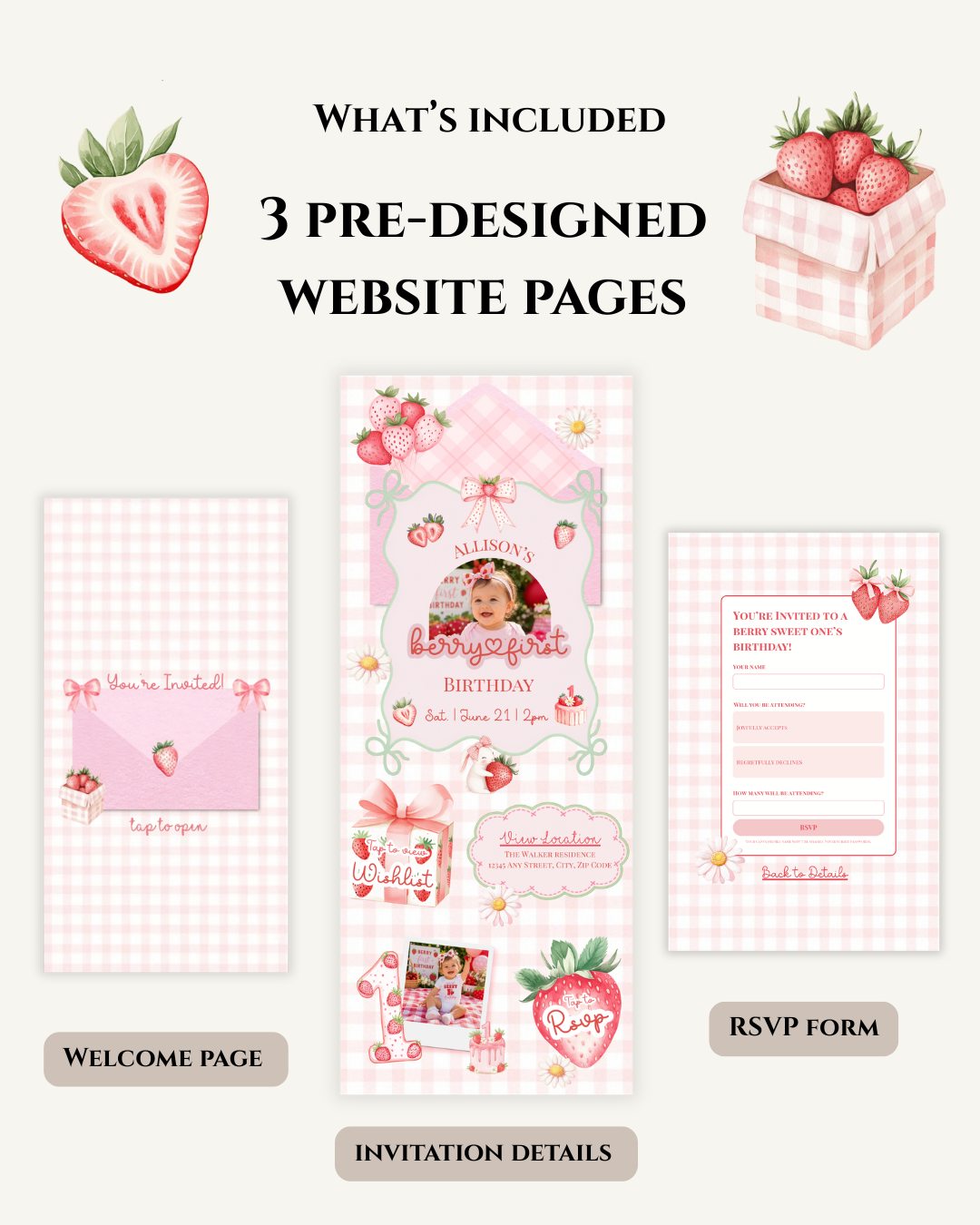 Berry First Birthday Invitation Website