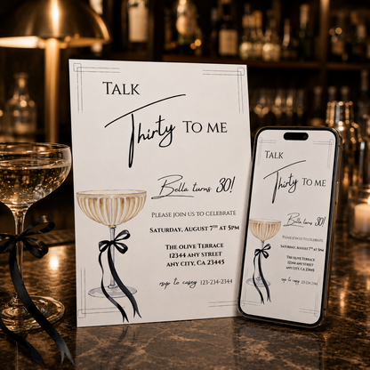 Talk Thirty to Me Champagne Birthday Invitation