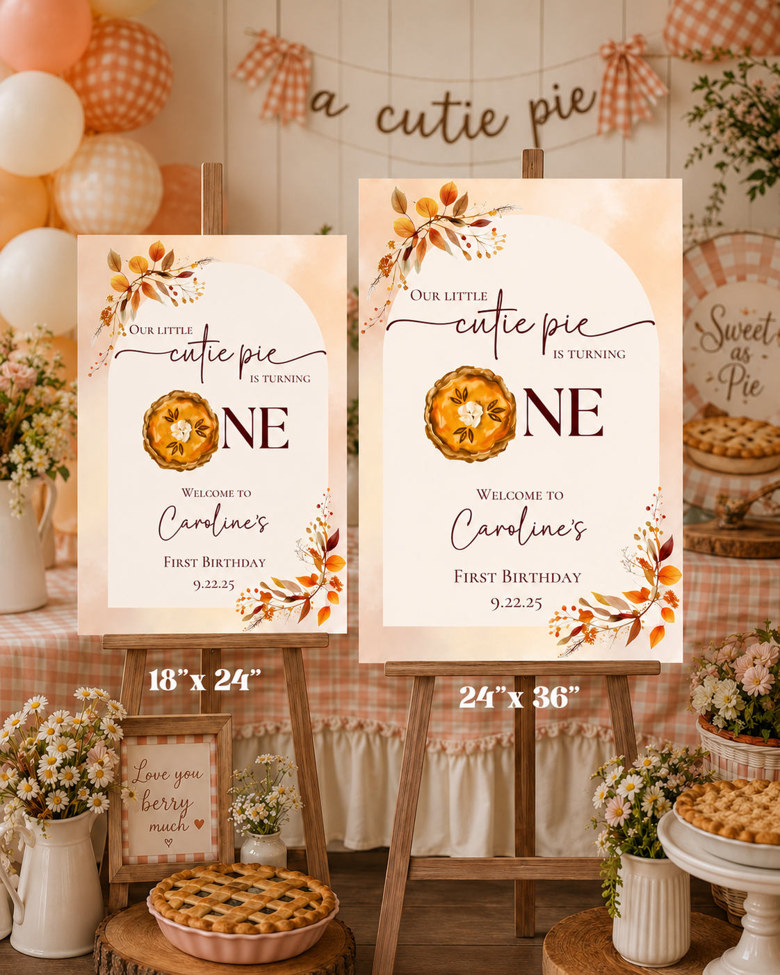 Our Little Cutie Pie Is Turning One Welcome Sign