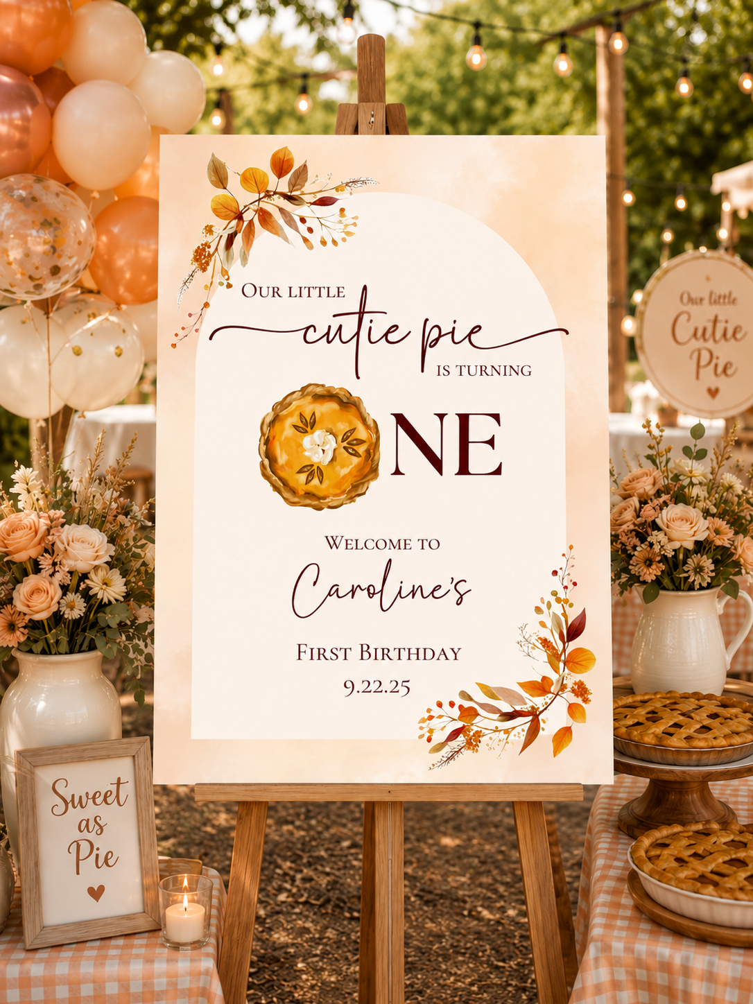 Our Little Cutie Pie Is Turning One Welcome Sign