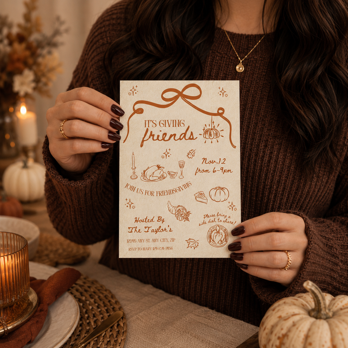 It's Giving Friends Friendsgiving Invitation