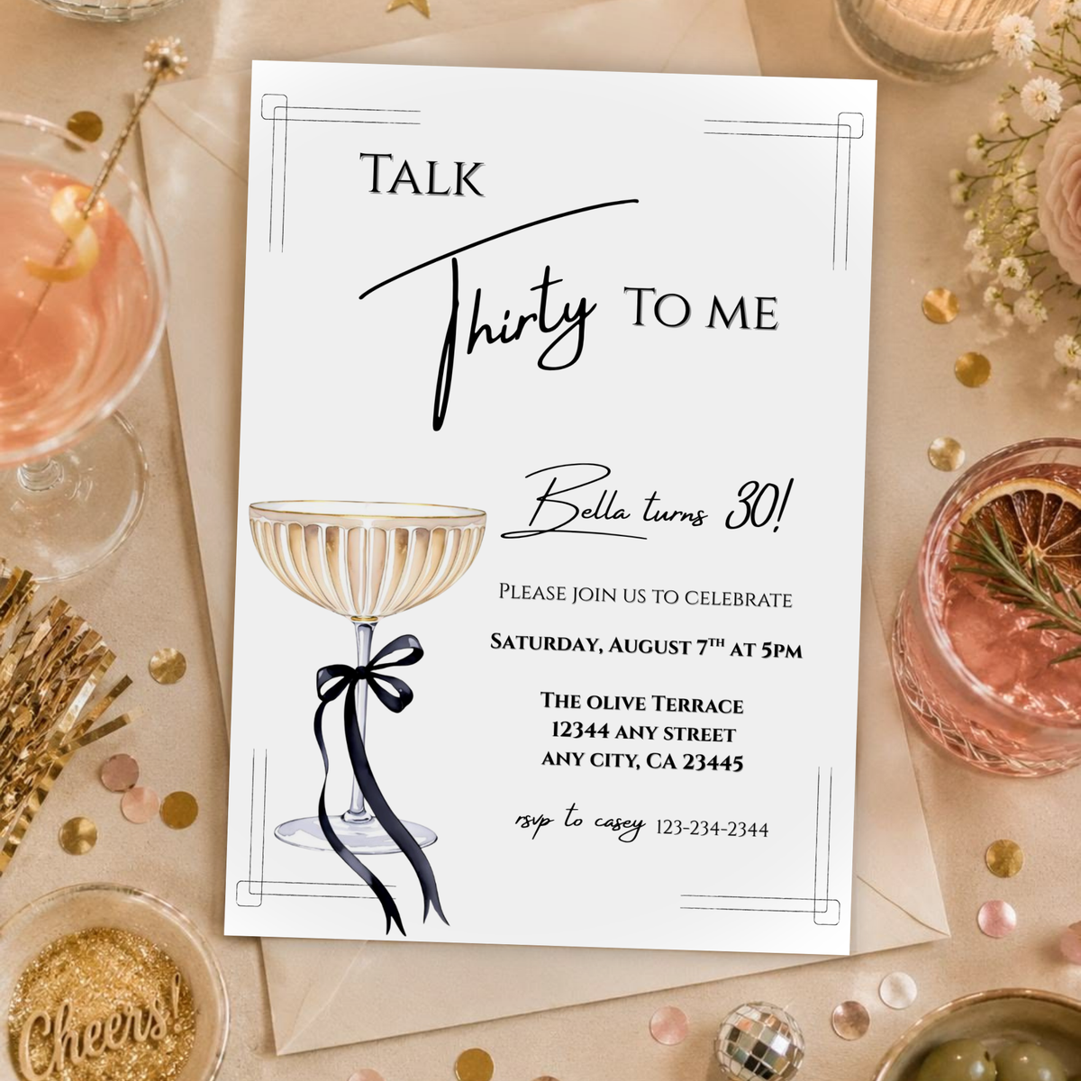 Talk Thirty to Me Champagne Birthday Invitation