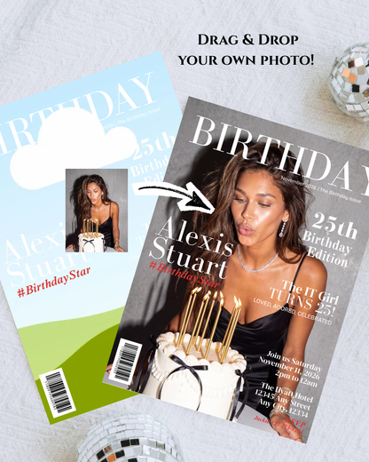Magazine Birthday Photo Invitation Template