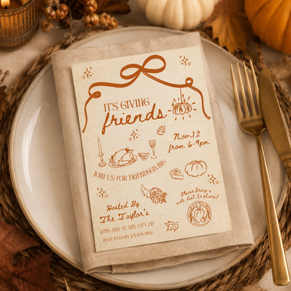 It's Giving Friends Friendsgiving Invitation