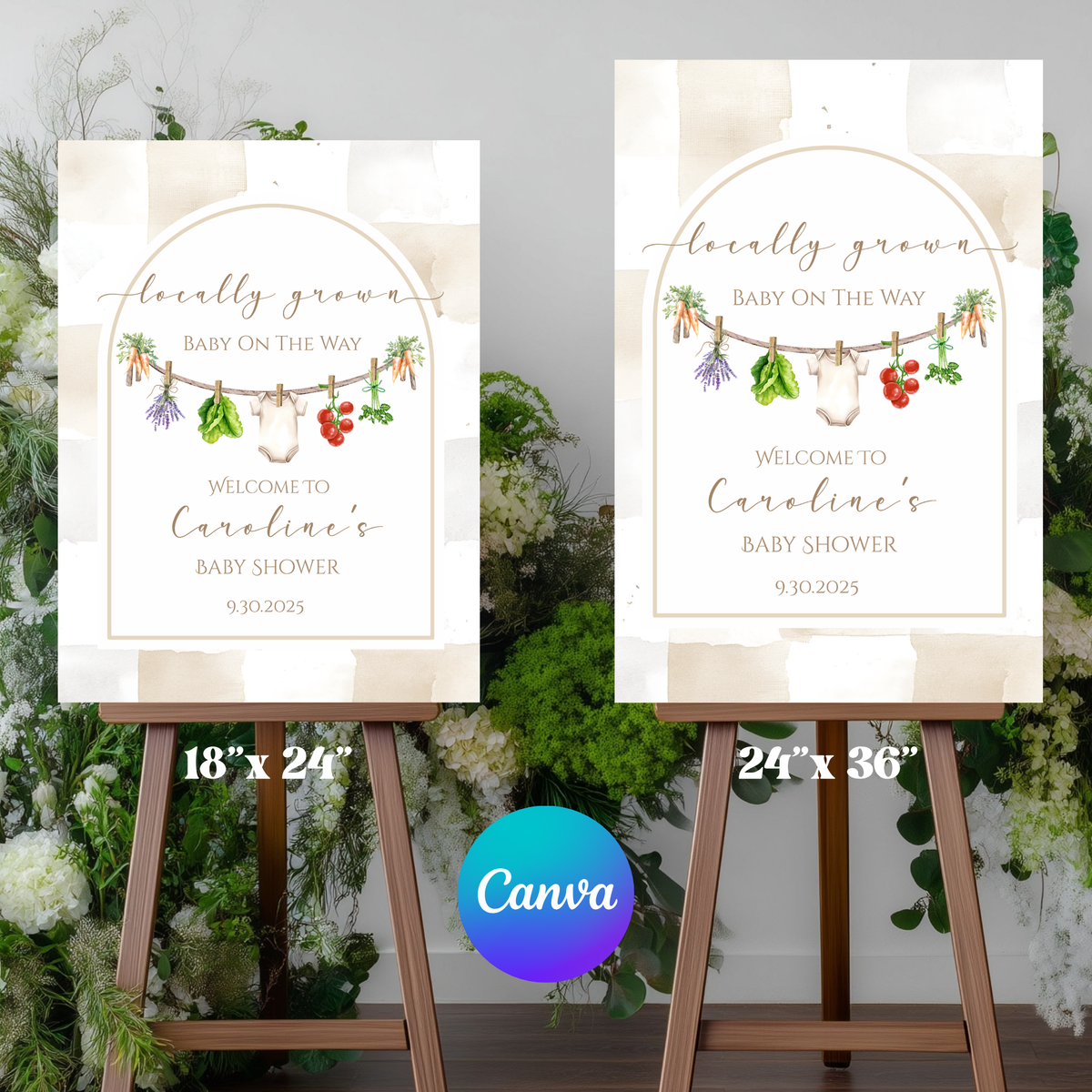 Locally Grown Baby Shower Welcome Sign