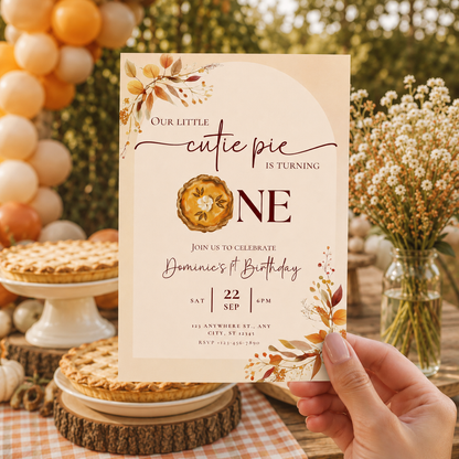 Our Little Cutie Pie Is One Birthday Invitation