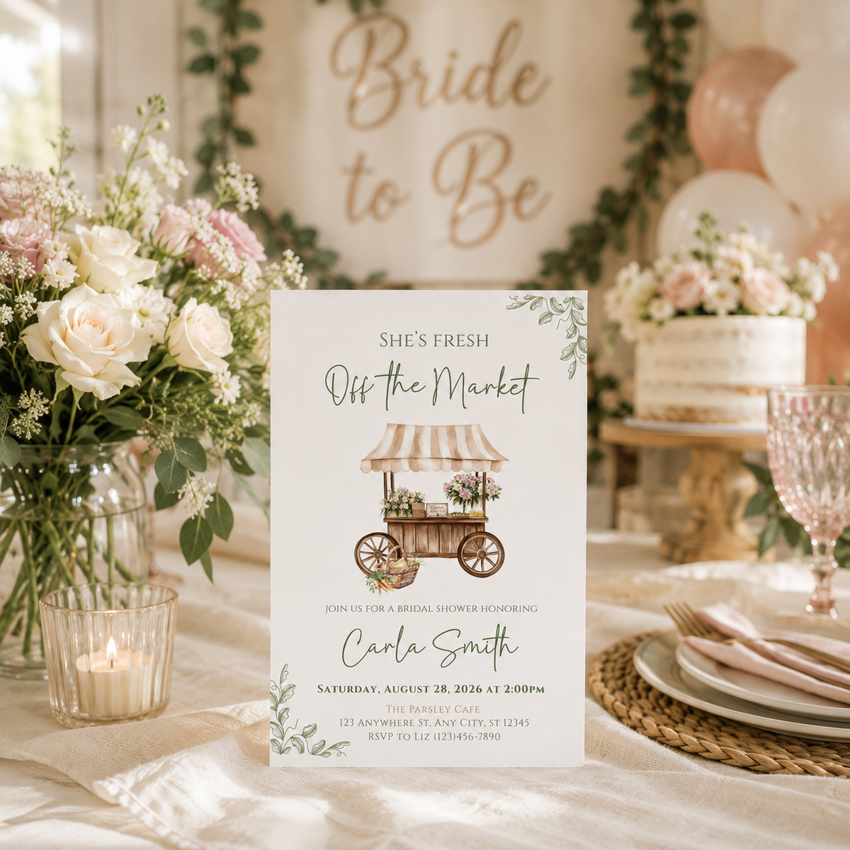 Fresh Off The Market Bridal Shower Invitation