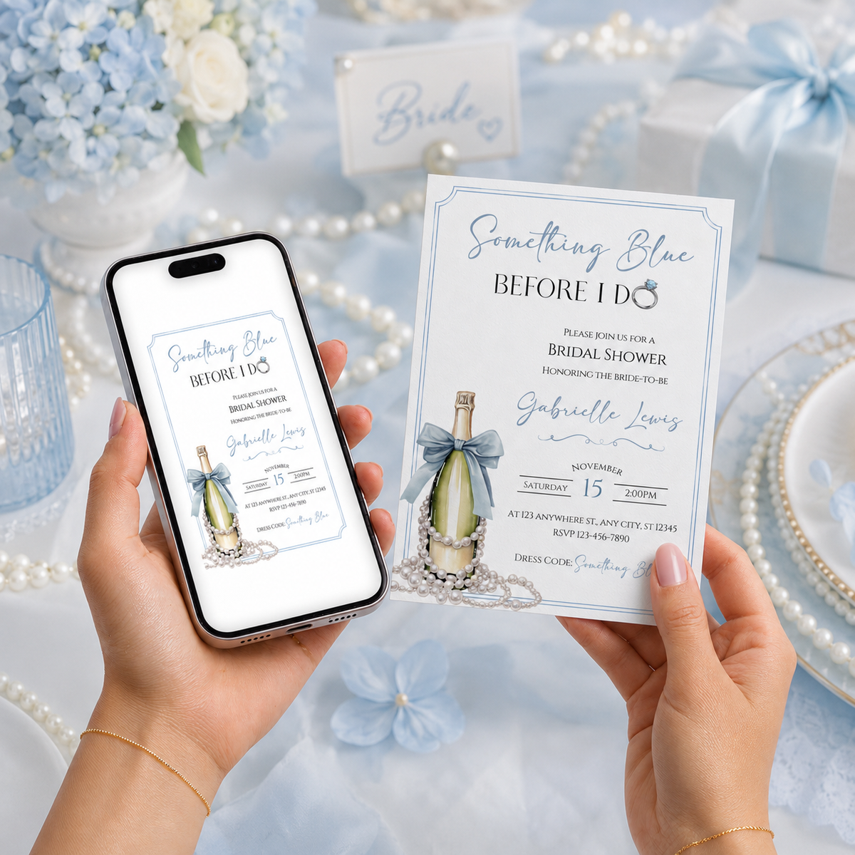 Something Blue Before I Do Bridal Shower Invitation