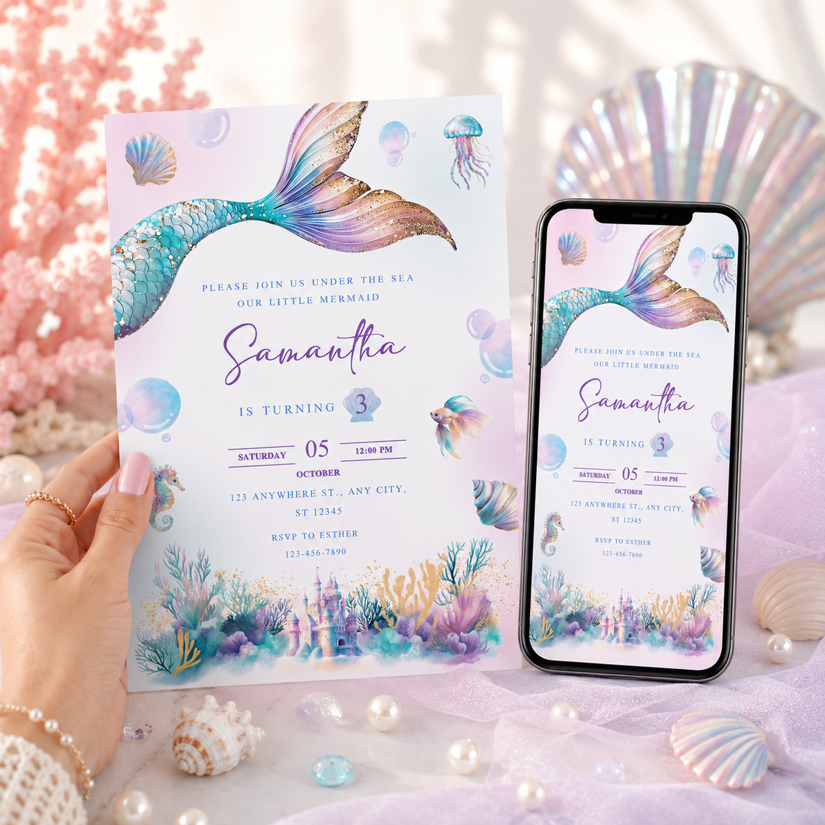 Mermaid Birthday Invitation