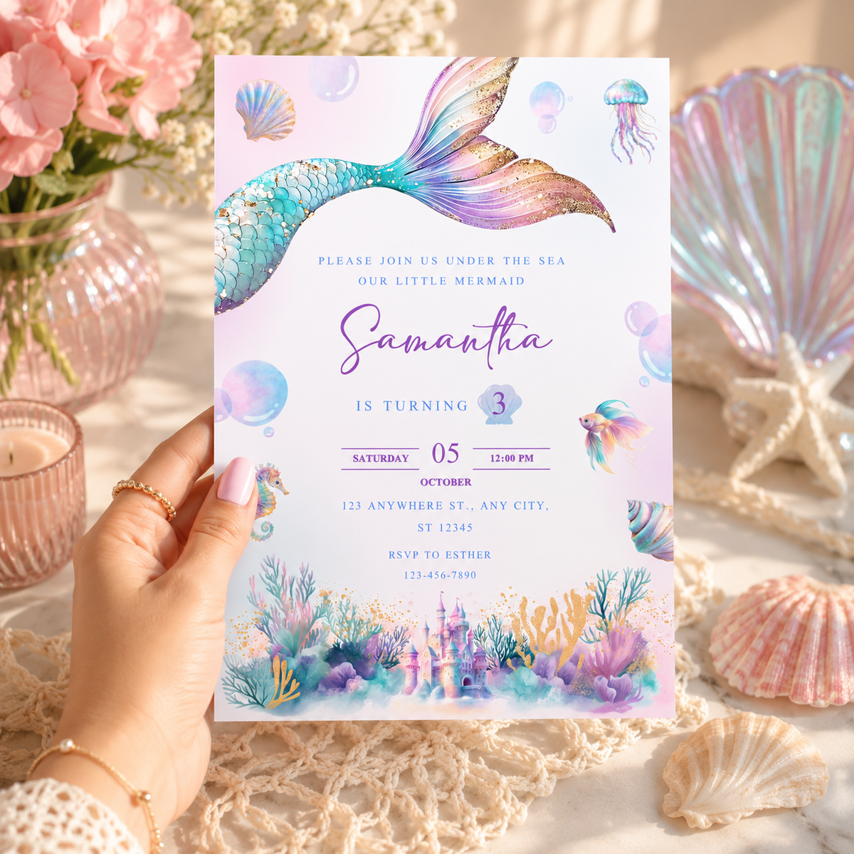 Mermaid Birthday Invitation