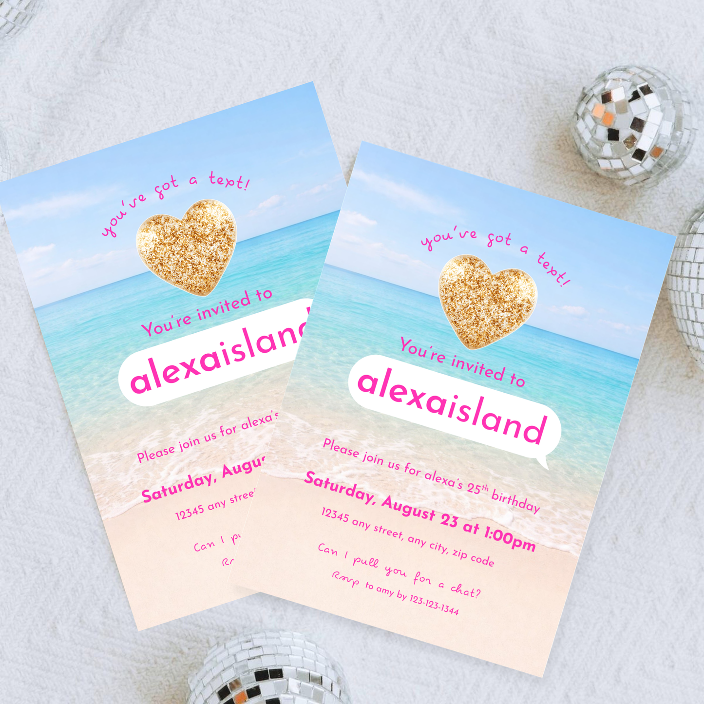 Love Island Inspired Birthday Invitation, Island Theme Editable Canva Template, 5x7 & Mobile Invite