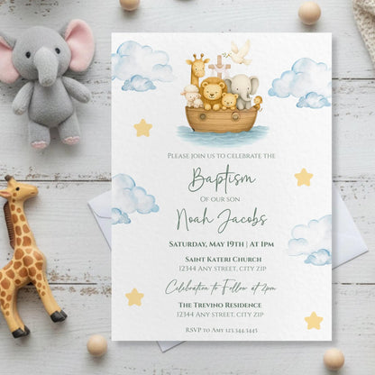 Noah’s Ark Baptism Invitation