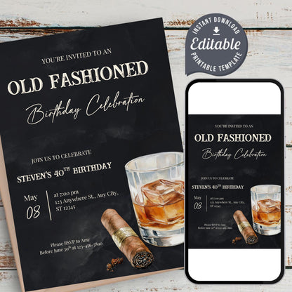 Old Fashioned Birthday Invitation