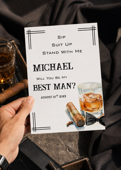 Best Man or Groomsman Proposal Card Invitation Template