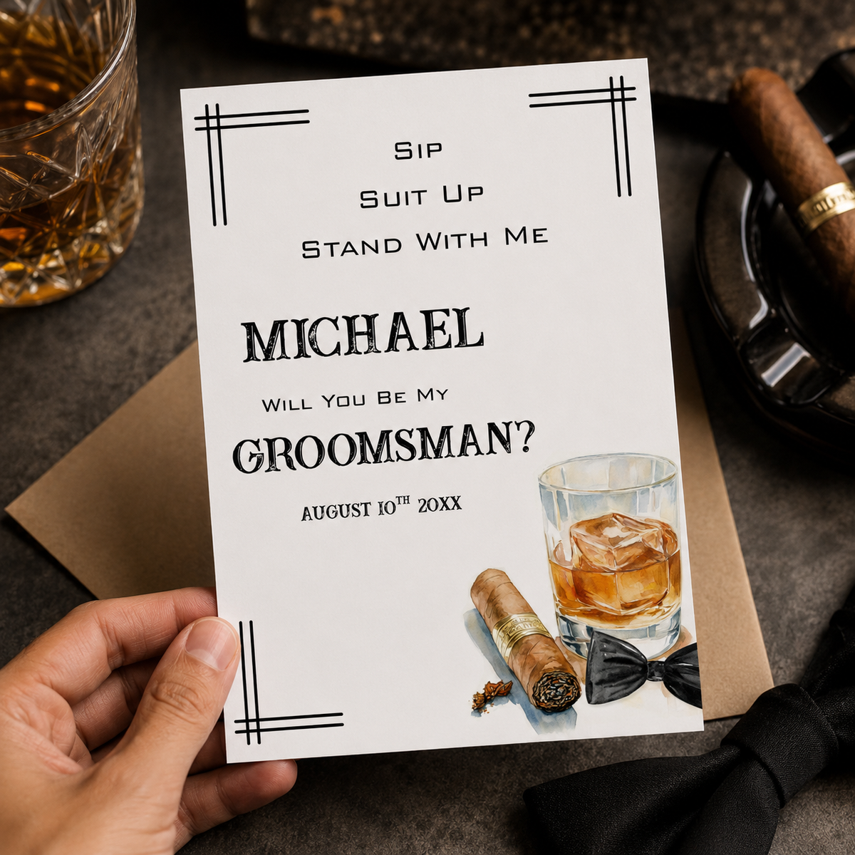 Best Man or Groomsman Proposal Card Invitation Template