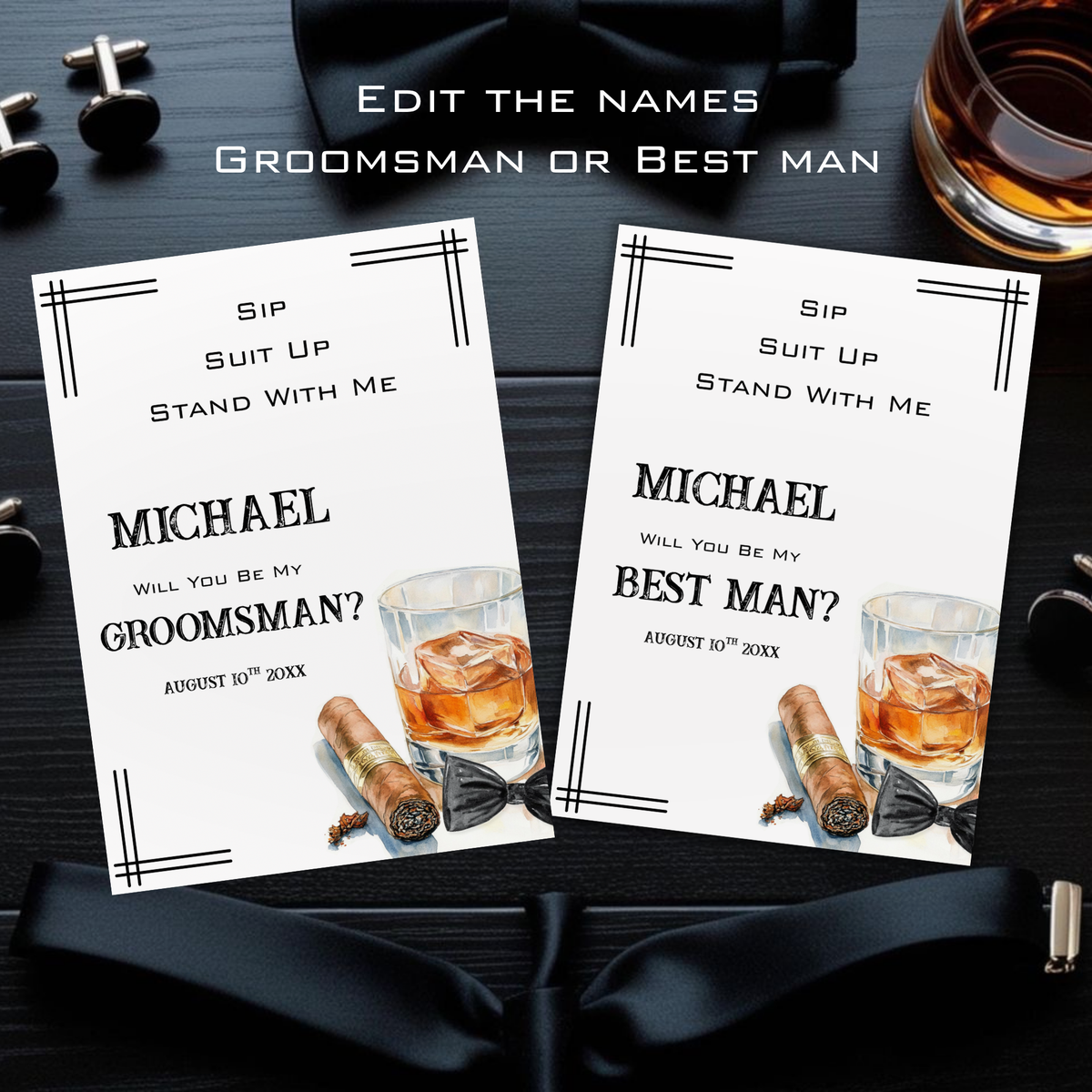 Best Man or Groomsman Proposal Card Invitation Template