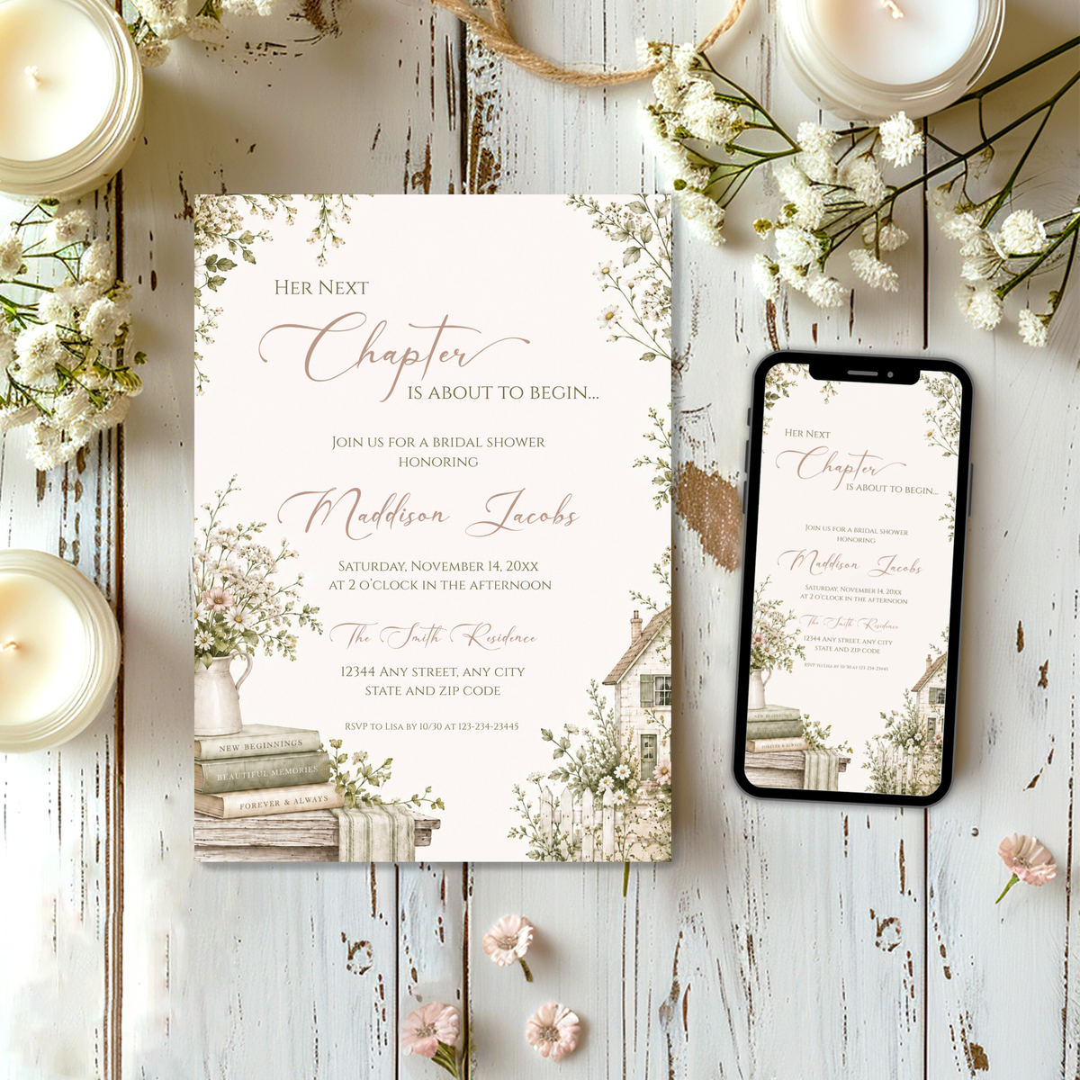 Her Next Chapter Bridal Shower Invitation