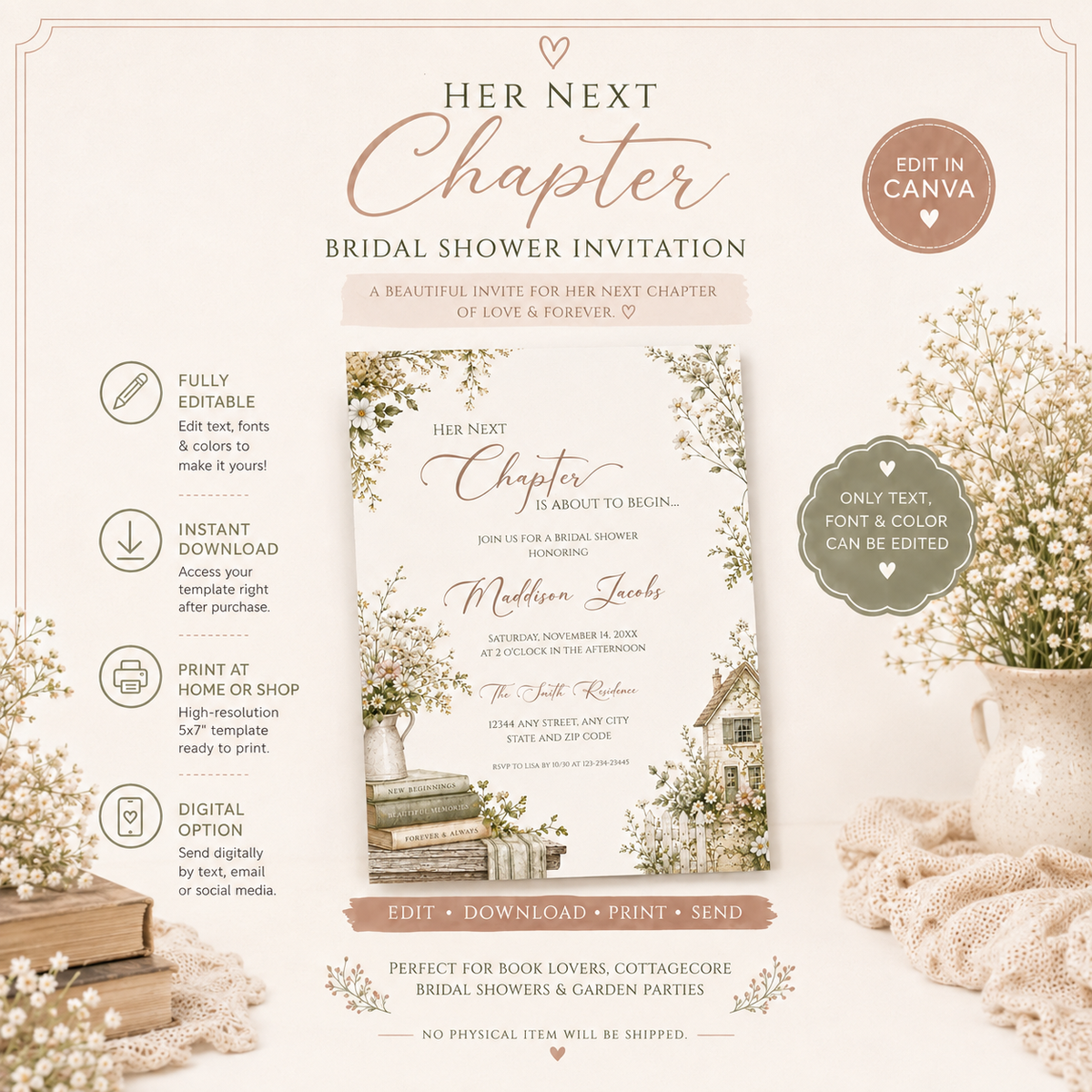 Her Next Chapter Bridal Shower Invitation