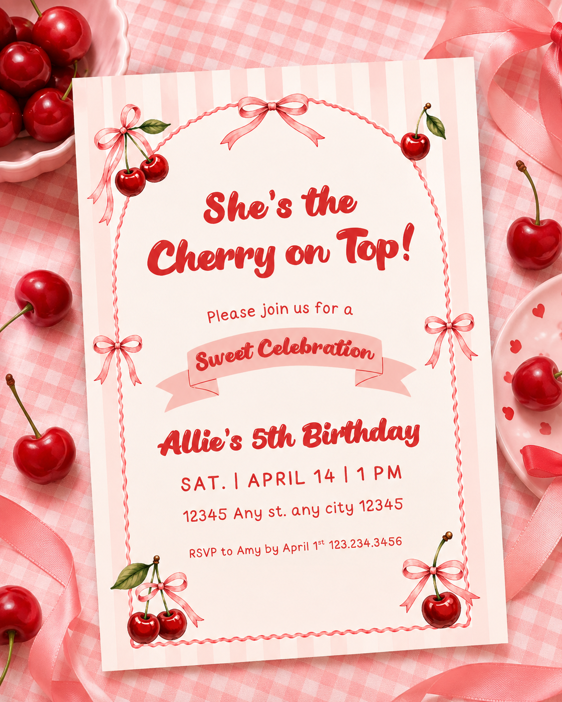 She's the Cherry on Top Birthday Invitation
