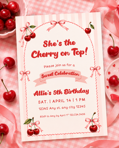 She's the Cherry on Top Birthday Invitation