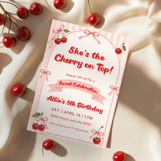 She's the Cherry on Top Birthday Invitation