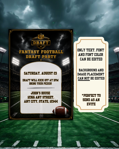 Fantasy Football Draft Party Invitation