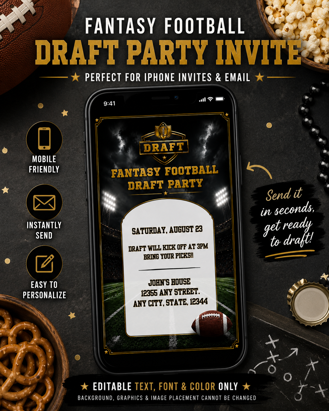 Fantasy Football Draft Party Invitation