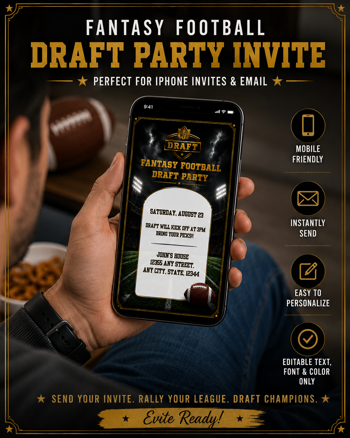 Fantasy Football Draft Party Invitation