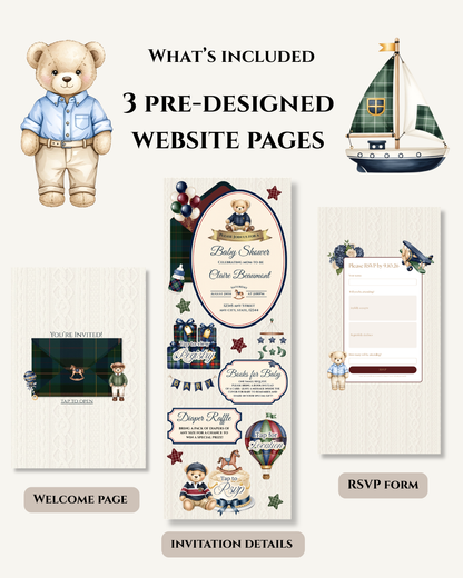 Ralph Lauren Vintage Teddy Bear Baby Shower Website Invitation