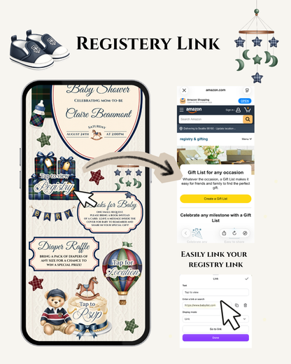 Ralph Lauren Vintage Teddy Bear Baby Shower Website Invitation